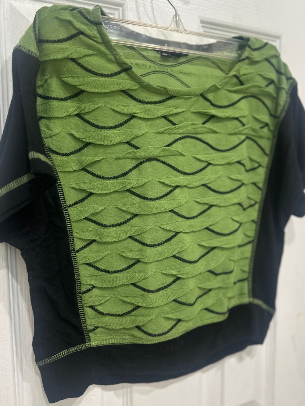 Takara Green Textured Layered Knit Top